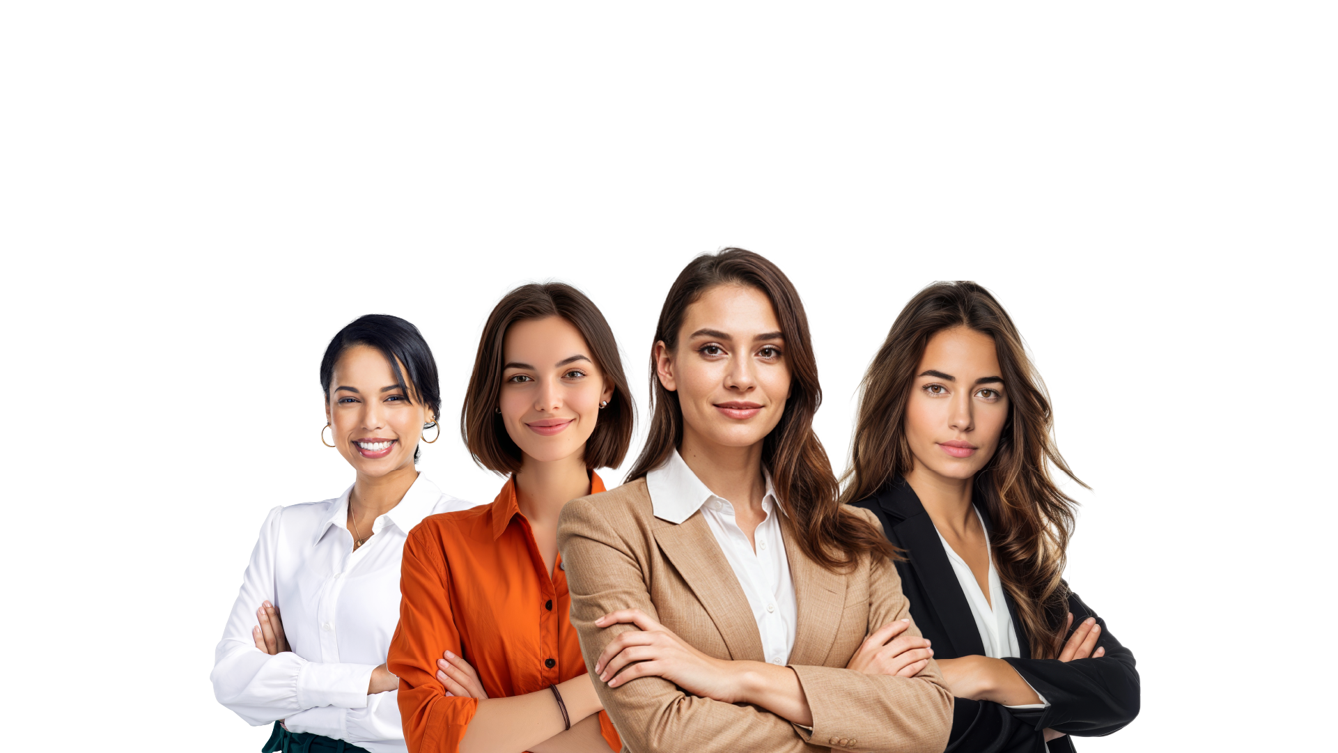 Cuatro mujeres cruzando los brazos